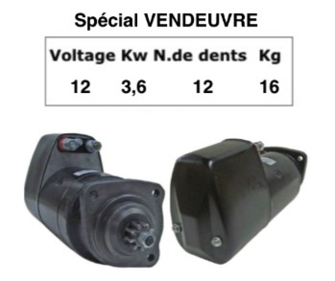 E5002050 Démarreur 12 volts 12 dents pour tracteur Allis FD4 et FD5 avec un Perkins  (sur demande)