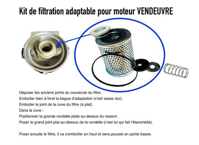 M1010308 Kit complet : filtre à gasoil + adaptateur inférieur et supérieur + joints