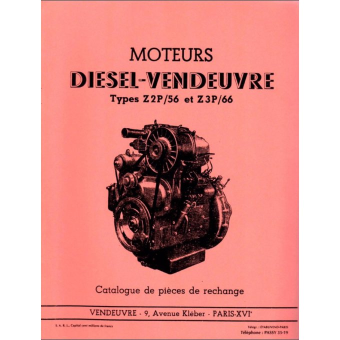 A8001130 Catalogue pièces moteur Vendeuvre Z2P56  Z3P66    05/55   7 pages